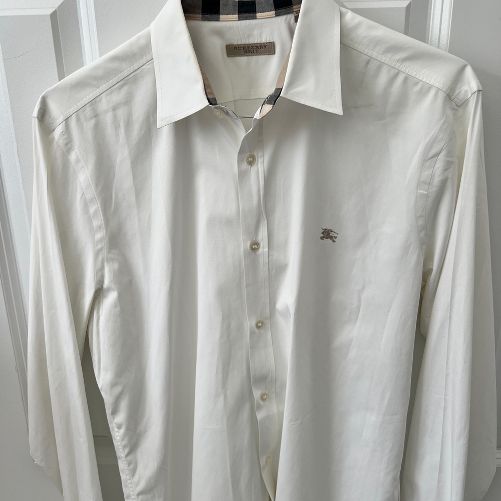 Burberry White Men's Dress Shirt- Size L